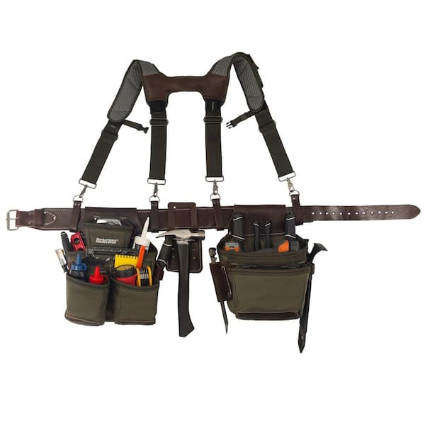 BUCKET BOSS 2-Bag Hybrid Suspension Rig Work Tool Belt with
