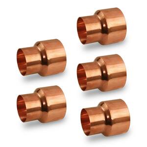 1-1/4 x 1 in. Copper Reducing Coupling Fitting with Rolled Tube Stop (Pack of 5)