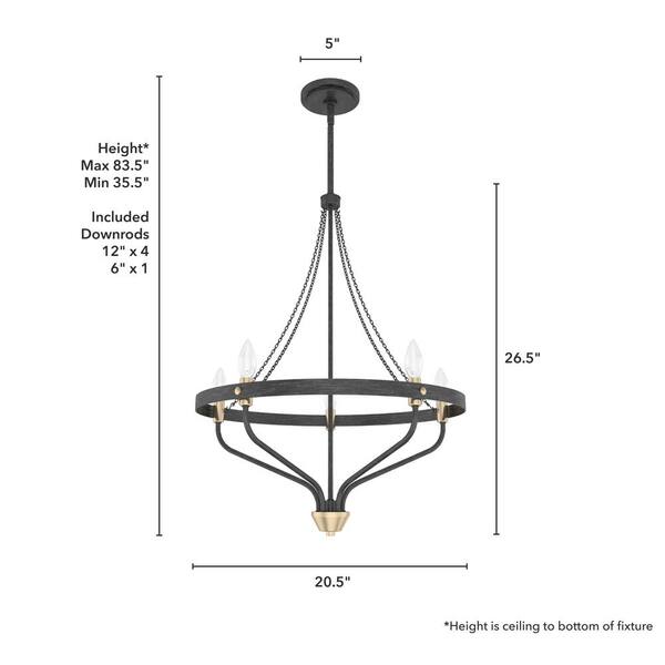 Hunter Merlin 6-Light Rustic Iron Wagon Wheel Chandelier