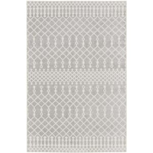 Astra Machine Washable Grey 4 ft. x 6 ft. Moroccan Transitional Area Rug