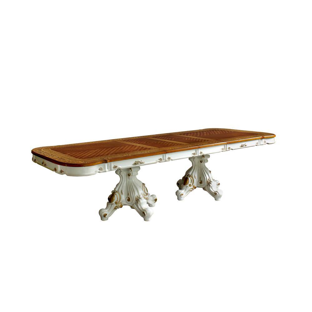 Antique Pearl & Cherry Oak Extendable Rectangular Dining Table