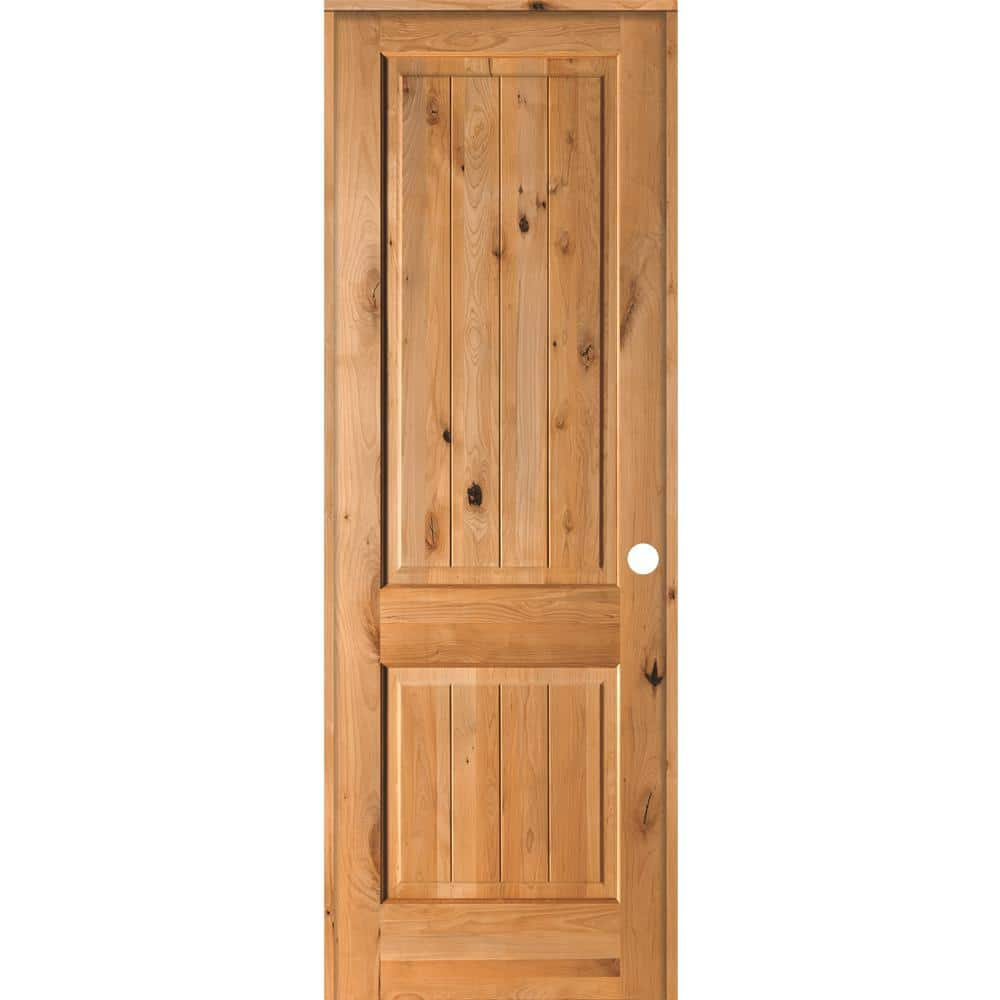 Krosswood Doors 32 in. x 96 in. Knotty Alder 2 Panel Left-Hand Square ...