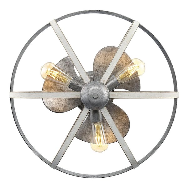 Keowee 23 in. Indoor/Outdoor Silver Coastal Farmhouse Caged Ceiling Fan with 2200K Bulbs Included and Remote Control