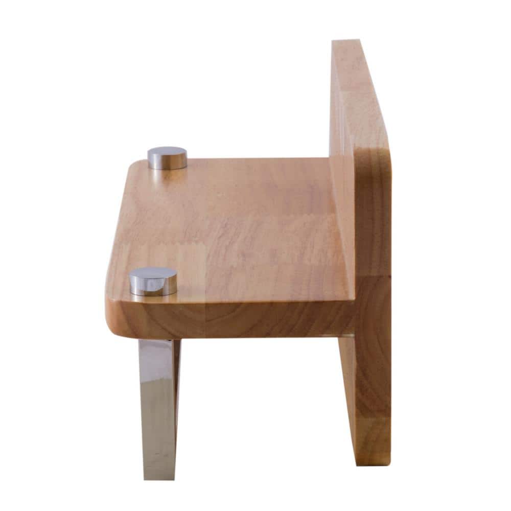 Natural Wood Wall Shelf with Chrome Towel Bar