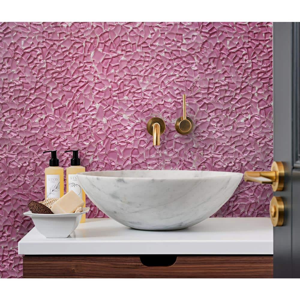 Pink Irregular Glass Pebble Mosaic Tile for Wall and Floor