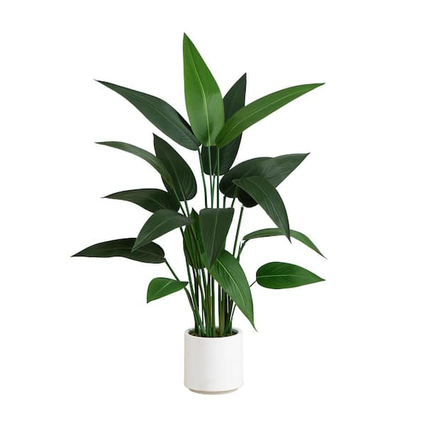 Nearly Natural 43 in. Artificial Sky Bird Tree in White Decorative Planter