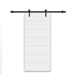 28 in. x 80 in. White Stained Composite MDF Paneled Interior Sliding Barn Door with Hardware Kit