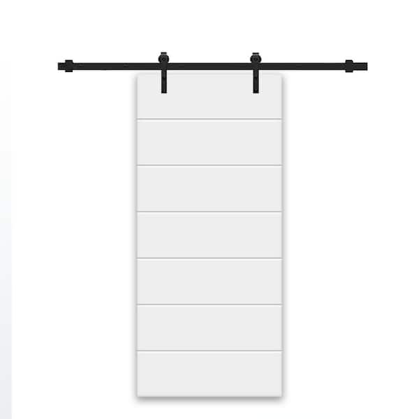 CALHOME 32 in. x 80 in. White Painted Composite MDF Paneled Interior Sliding Barn Door with Hardware Kit