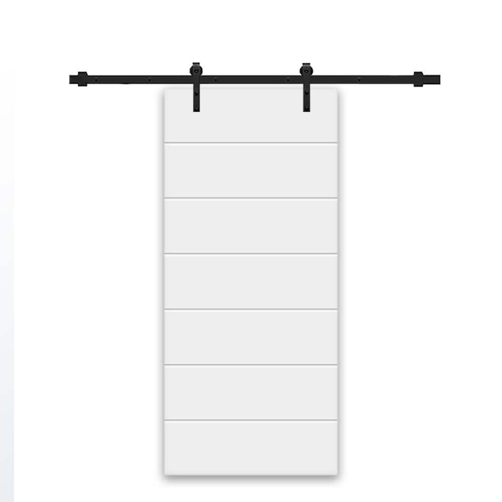 34 in. x 80 in. White Painted Composite MDF Paneled Interior Sliding Barn Door with Hardware Kit price history on PriceWatchPro