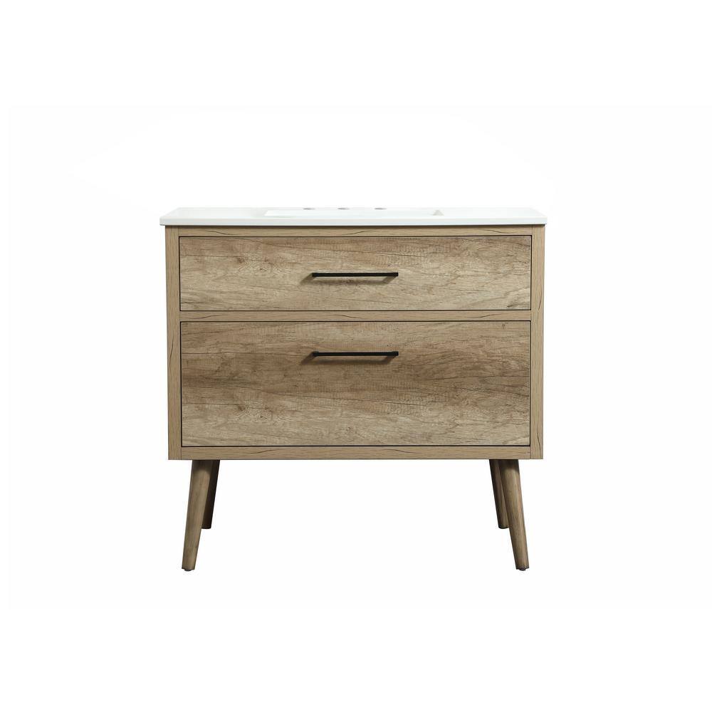 Timeless Home 36 in. W x 22 in. D x 33.5 in. H Bath Vanity in Natural Oak w