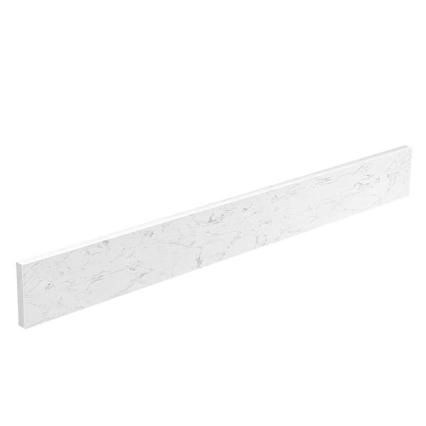 Cala 54 in. W Cultured Marble Vanity Backsplash Bathroom Countertop Splash Guard in Carrara White
