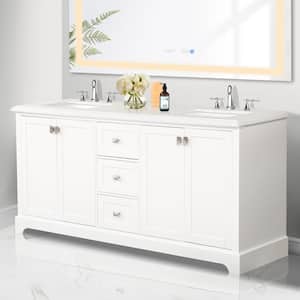 72 in. W x 22 in. D x 40 in. H Double Sink Bath Vanity with Carrara White Cultured Marble Top,Soft Close,White,Assembled