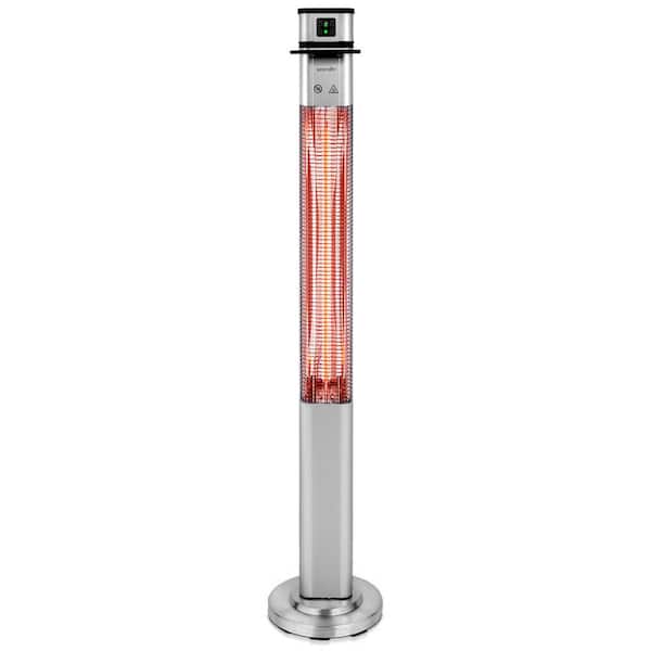 SereneLife 1500- Watt Stainless Steel Remote Control Stand Patio Heater with Three Power Settings and Oscillation