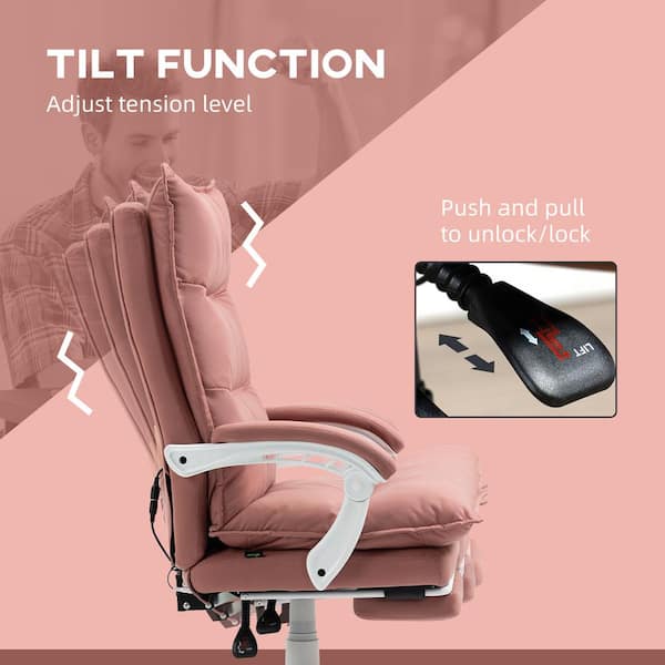 Vinsetto Microfiber Office Chair with Massage, Heat, Footrest, Pink