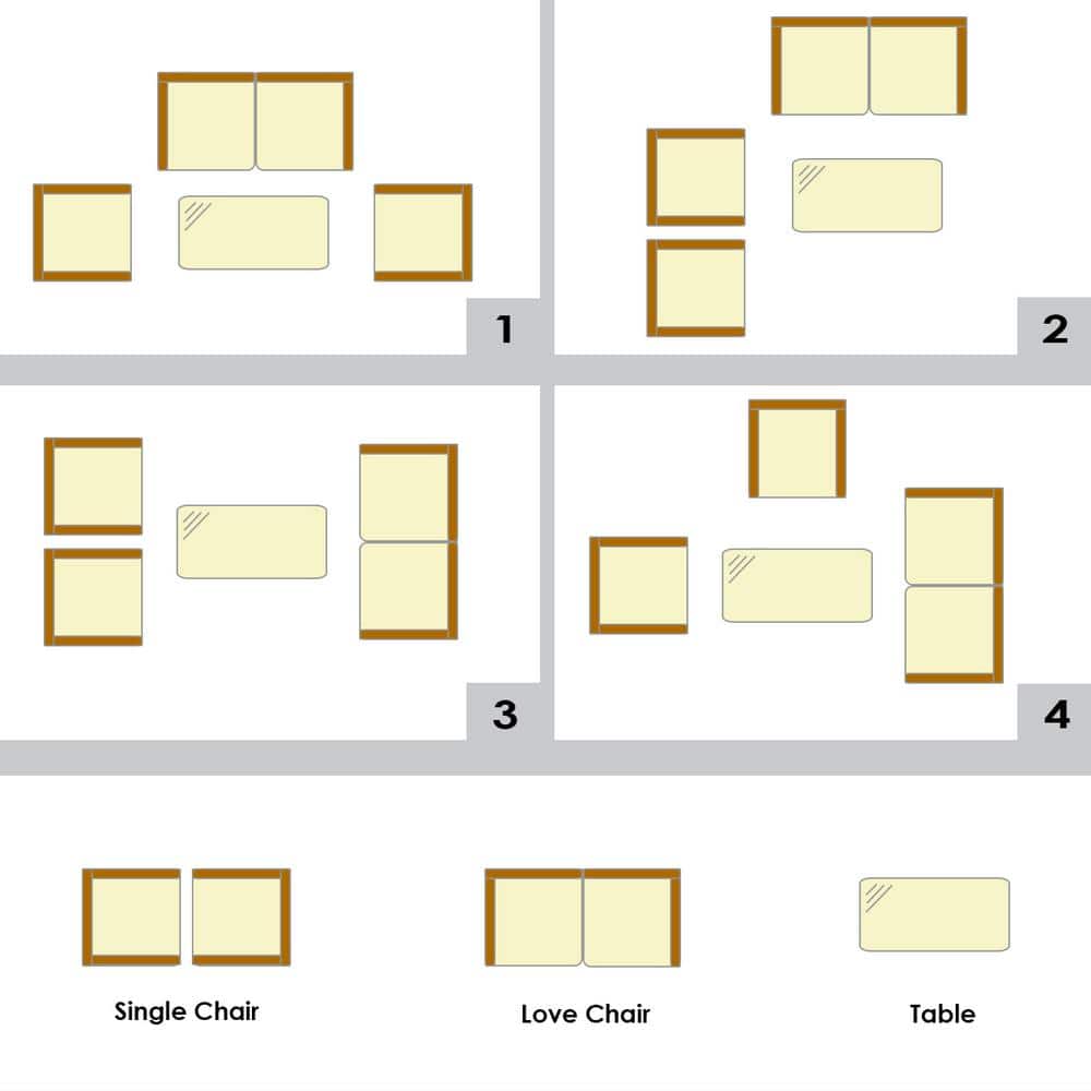 Gray and Off-White 4-Person Rattan Outdoor Sofa Set with Tempered Glass Table