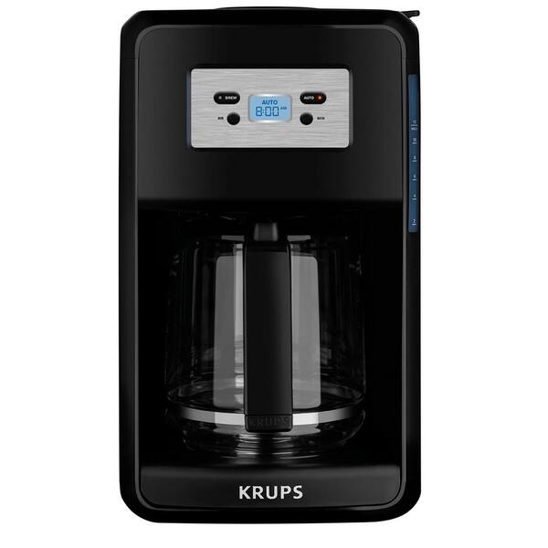 Krups Savoy 12-Cup Black Drip Coffee Maker with Glass Carafe