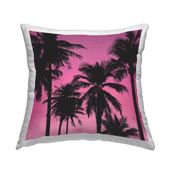 Stupell Industries Palm Trees on Pink Pink Square Outdoor Throw Pillow