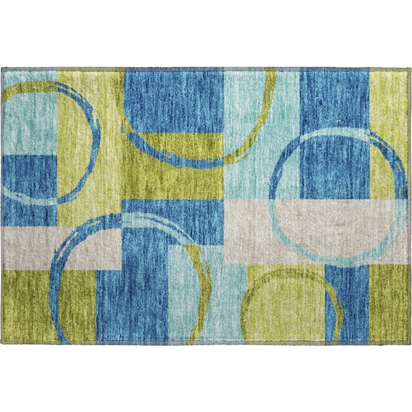 Addison Rugs Mayfield Premium Machine Washable Abstract AMF943 Denim 2 ft. x 3 ft. Area Rug
