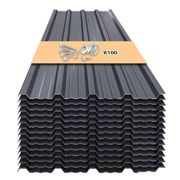 1.47ft x 5ft 31-Gauge Corrugated Galvanized Steel Roof Panel in Grey, 20-Pack, Heavy Duty Metal Roofing for Carports