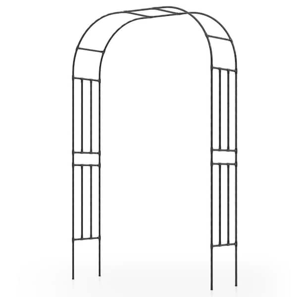 95 '' Garden Arch Trellis w/PE Wrapped Metal Pipes Ground Stakes Spiral Rods