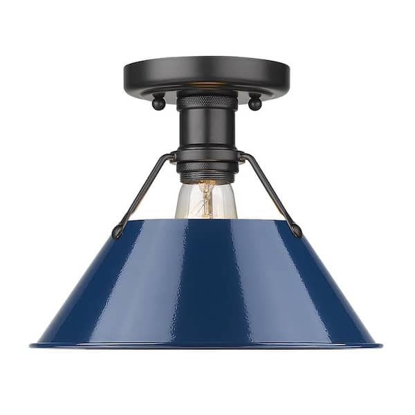 Golden Lighting Orwell 10 in. 1-Light Matte Black Flush Mount
