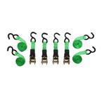 14 ft. x 1 in. Green Padded Ratchet Tie Down Straps with 500 lb. Safe Work Load - 4 pack