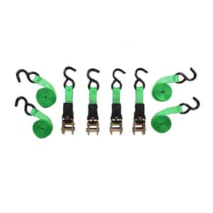 14 ft. x 1 in. Green 1500 lb. Padded Ratchet Tie Down (4-Pack)