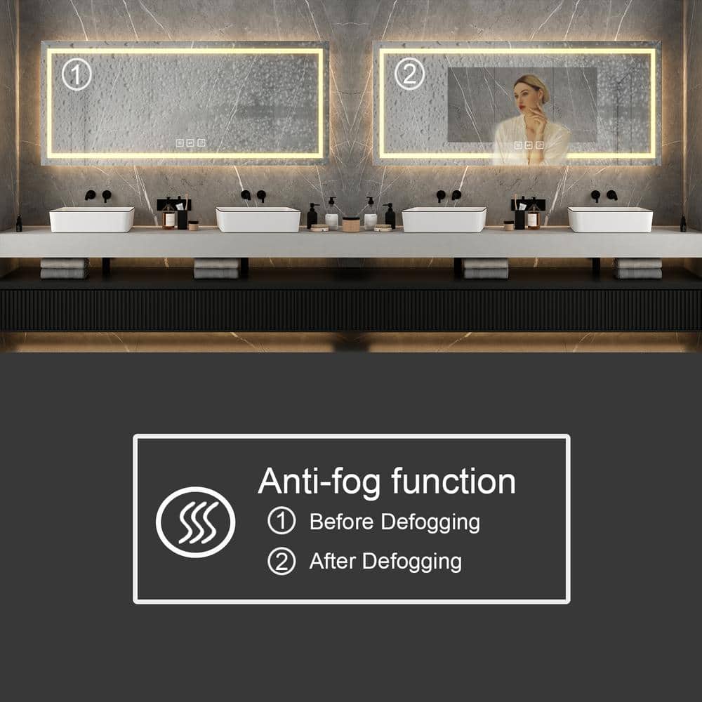 Oversized Frameless LED Bathroom Vanity Mirror with Anti-Fog Feature