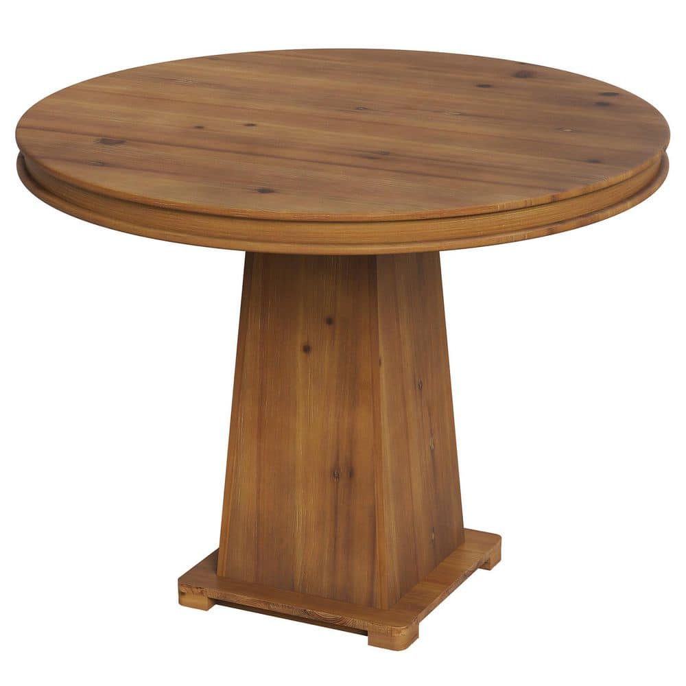 31.5 in. Round Rustic Brown Solid Wood Conference Desk, Small Meeting Table for 2-4, Modern Farmhouse Discussion Table