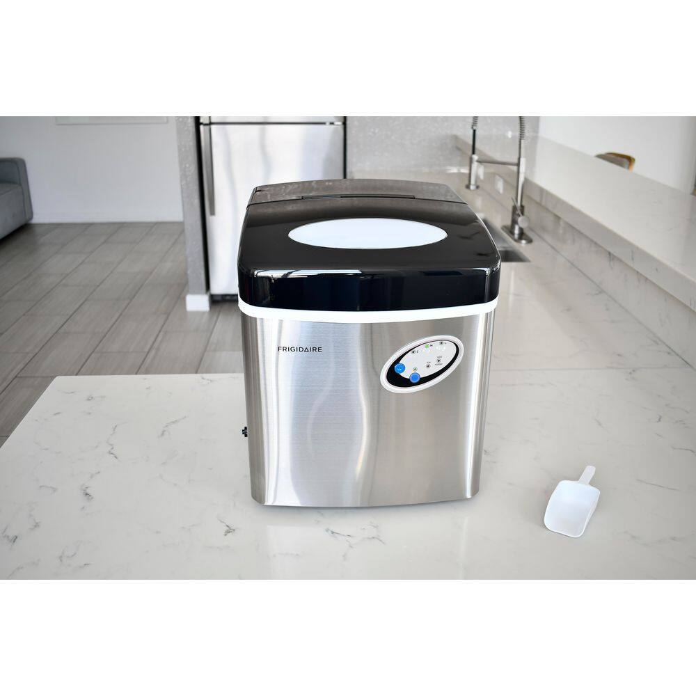 48 lb. Black Stainless Steel Freestanding Ice Maker with LED Control