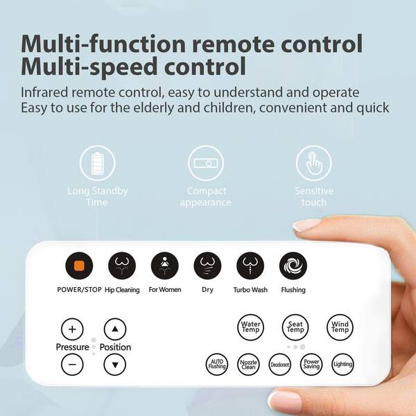 BWE Elongated Smart Toilet Bidet with Auto Features and Remote