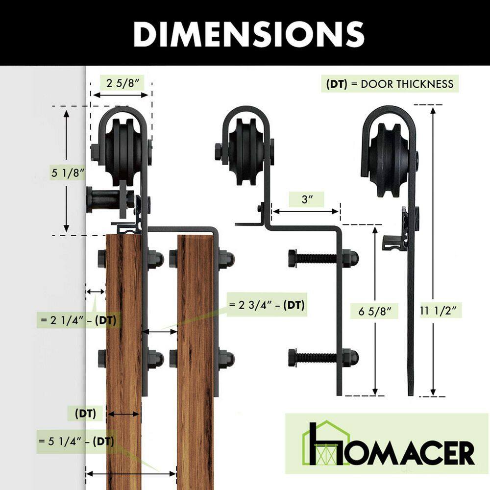 Rustic Black Double Bypass Sliding Barn Door Hardware Kit