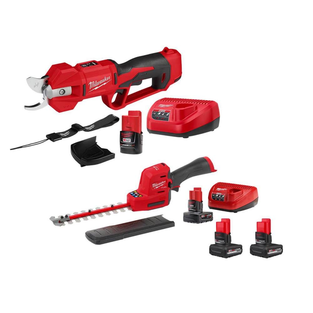 M12 12V Cordless Brushless Pruner Shears Kit w 2.0 Ah Battery & Charger, M12 Hedge Trimmer Kit, (2) M12 5.0 Ah Batteries price history on PriceWatchPro