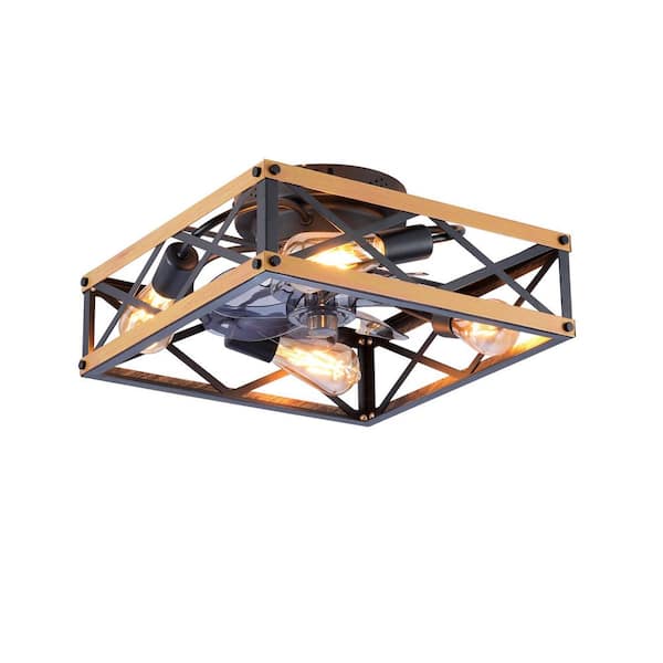 23 in. Brushed Gold Flush Mount Caged Ceiling Fan with Remote Control
