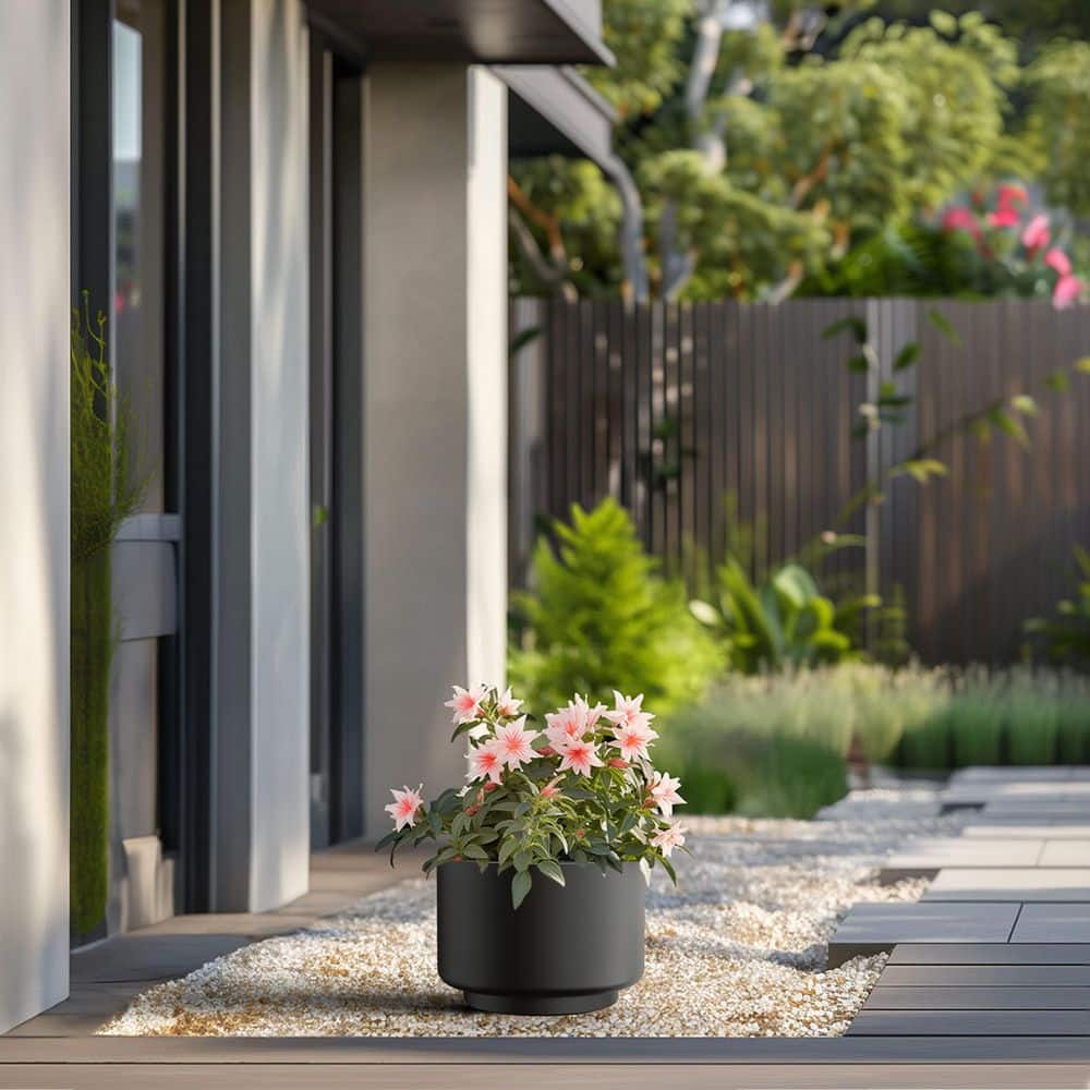 10 in. Small Charcoal Black Concrete Round Planter / Pot with Drainage Holes price history on PriceWatchPro