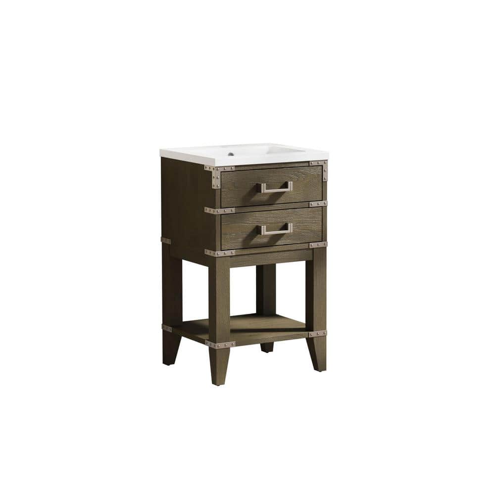 20 in. Solid Wood Gray Oak Bath Vanity with White Acrylic Top, Soft Closing Drawers price history on PriceWatchPro
