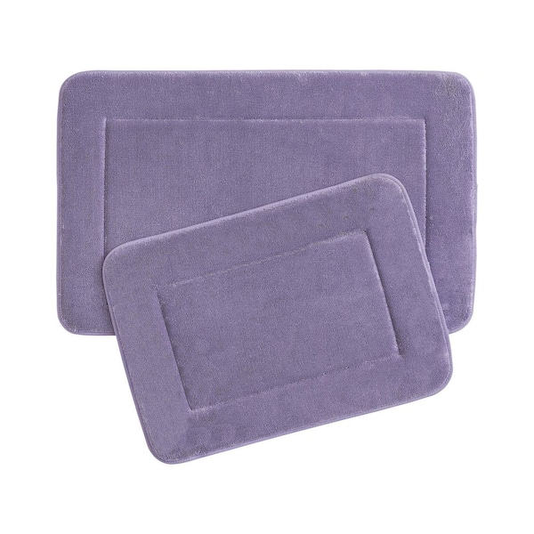Unbranded Terry Wisteria Purple 20 in. x 32 in Microfiber Memory Foam. 2-Piece Set Bath Mat Set