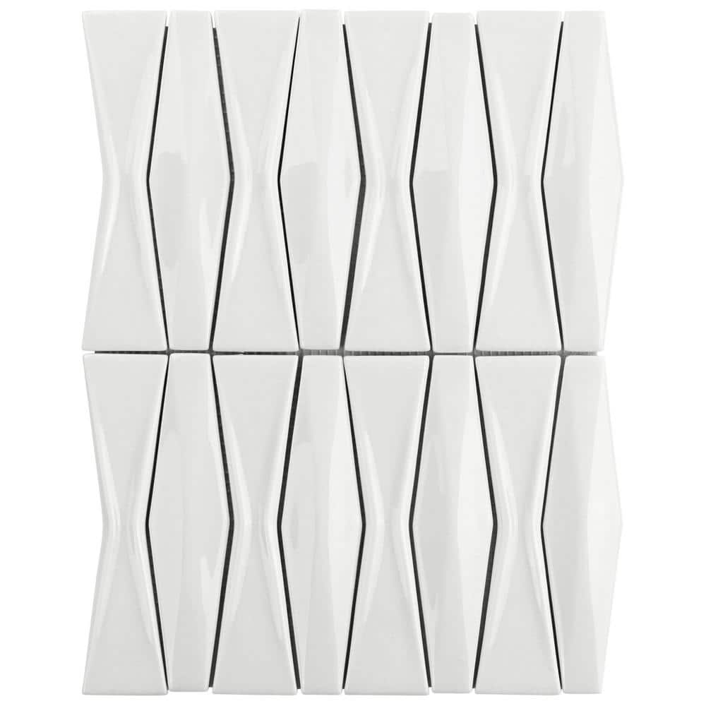 Delphi Harlequin Glacier White 3 in. x 0.63 in. Crackled Glass Mosaic Tile Sample price history on PriceWatchPro