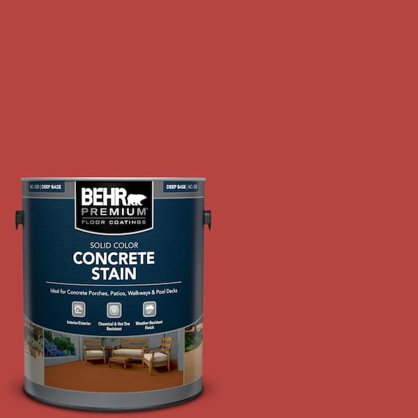 BEHR PREMIUM 1 gal. #OSHA-5 OSHA SAFETY RED Solid Color Solid Color Flat Interior/Exterior Concrete Stain