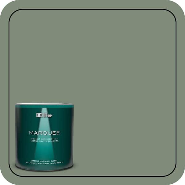 BEHR MARQUEE 1 qt. #450F-5 Amazon Moss Semi-Gloss Enamel Interior Paint & Primer