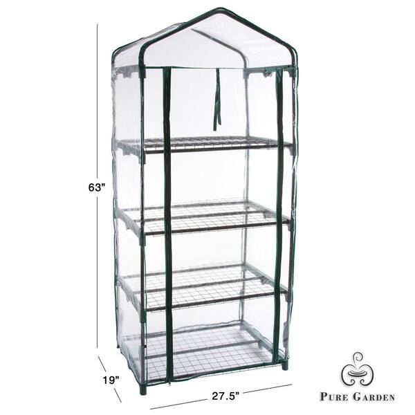 x 19 in Greenhouse 27.5 in 4 Tier Collapsible with Zip Open Panels x 63 in 