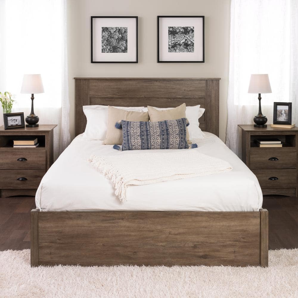 Drifted Gray Queen Wooden Flat Panel Headboard