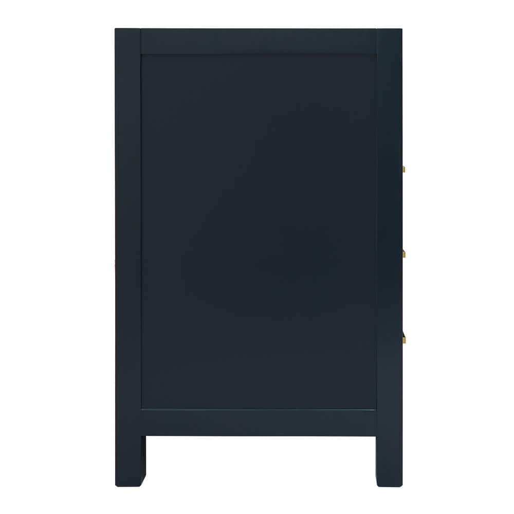 Cambridge Midnight Blue Double Freestanding Vanity Cabinet with Satin Brass Hardware