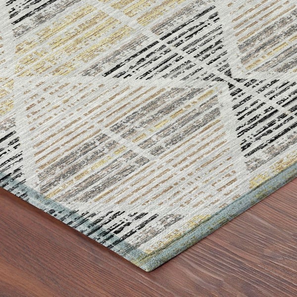 Chantille Machine Washable Indoor/Outdoor Abstract ACN2671 Silver 10 ft. x 14 ft. Area Rug