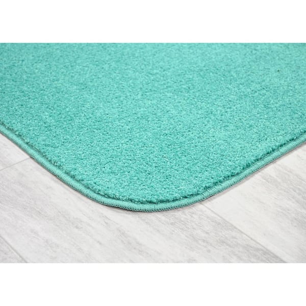 Sedona Sea Foam Green Solid Color Plush Polypropylene Rectangle 3-Piece Bathroom Rug Set (No Lid)