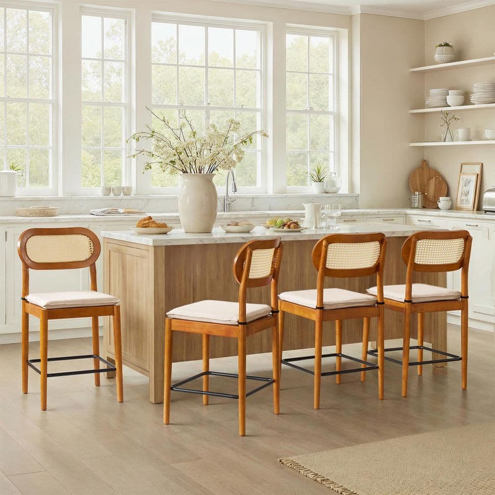 Cressida 41 in. H Acorn Wood Barstool with Polyester Seat Set of 2 price history on PriceWatchPro