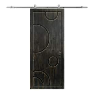 36 in. x 80 in. Charcoal Black Stained Solid Wood Modern Interior Sliding Barn Door with Hardware Kit