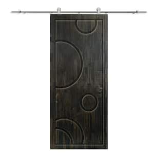 36 in. x 80 in. Charcoal Black Stained Pine Wood Modern Interior Sliding Barn Door with Hardware Kit