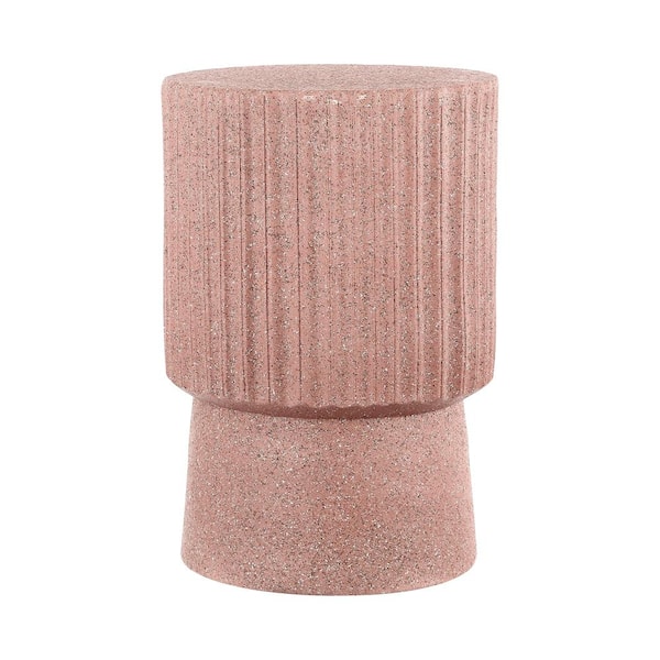 JONATHAN Y Louisa 19 in. Modern Art Deco Tambour Accent Table, Pink Terrazzo Finish