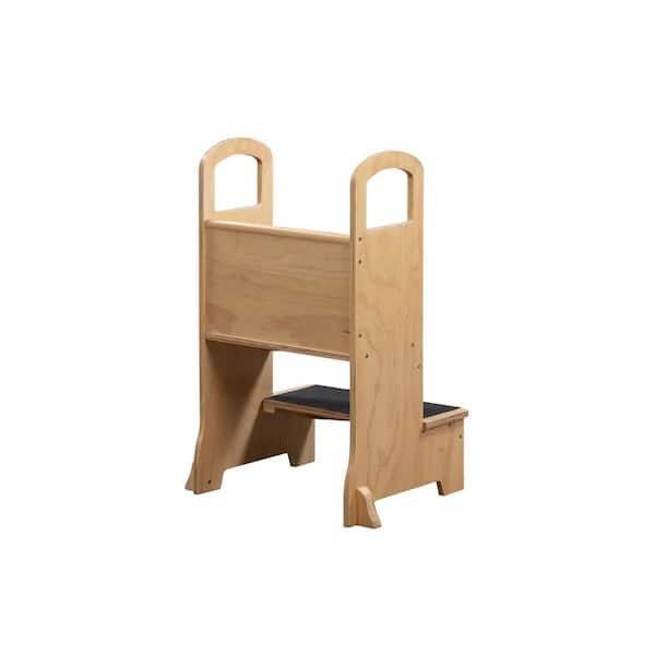 Homestock Kids Step to It Stool, Step Stool Chair Kitchen Step Stools for Kids, Wooden Stepping Stool for Kids, Natural